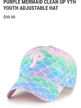 Youth Phillies Mermaid Adjustable Hat - Pastel Scale Print